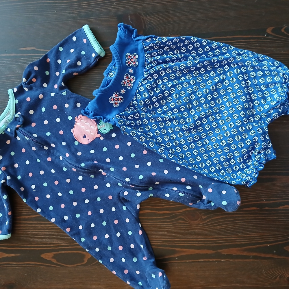 Carter's Blue and Pink Footies One Piece Set
